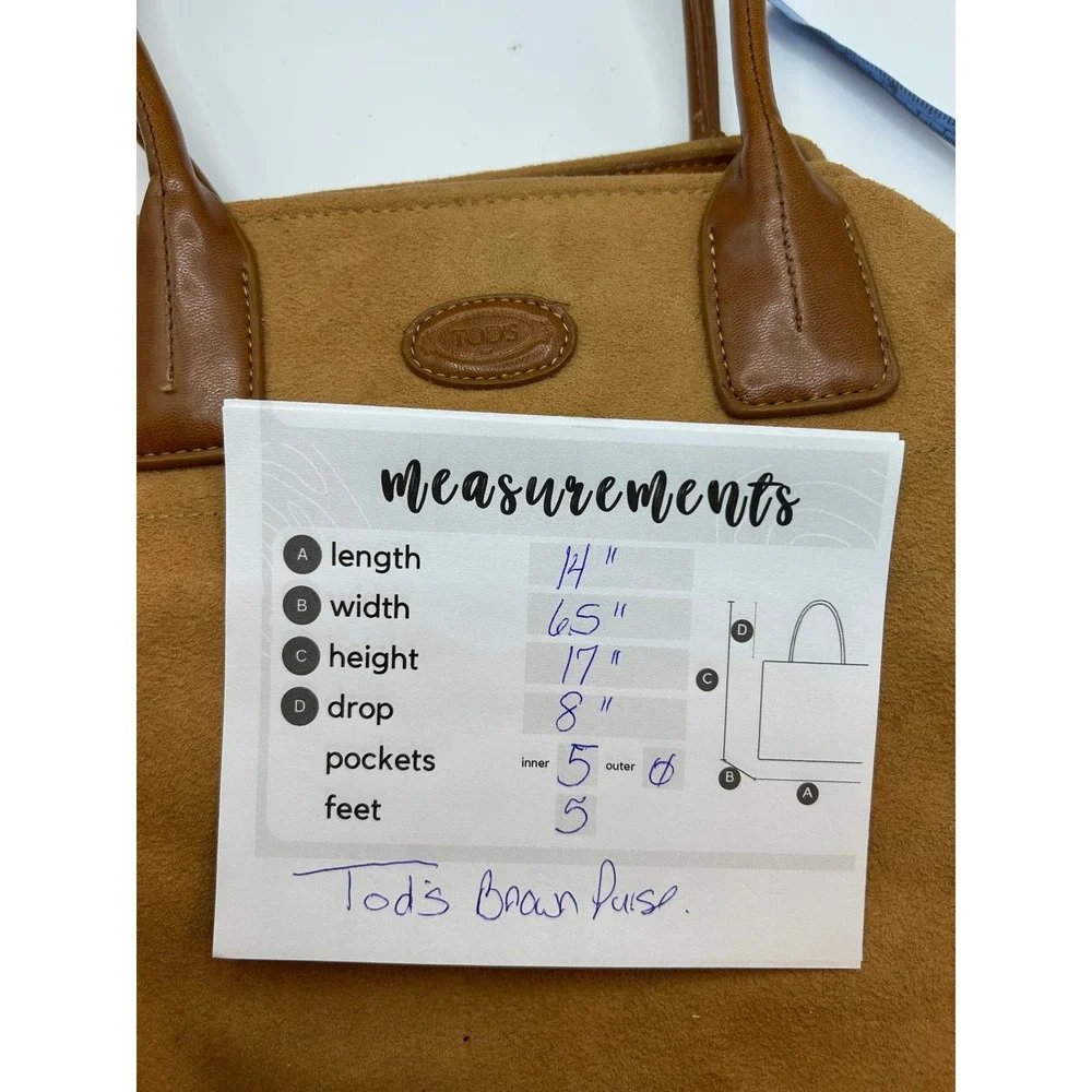 Tod's Brown Suede Leather Handbag Satchel Made in‎ Italy